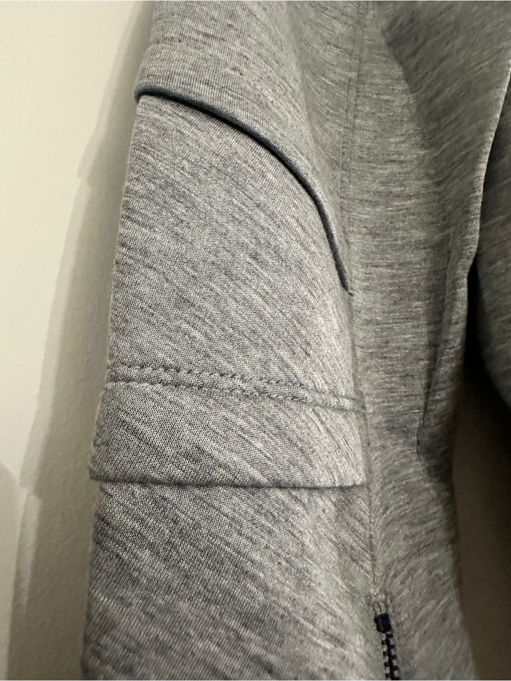 Helmut Lang Light Gray Neoprene like Sponge Fleece Zip-Cuff Crewneck Sweatshirt - Picture 2 of 16